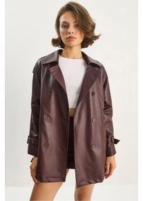 Doppelreihiger Trenchcoat aus Kunstleder