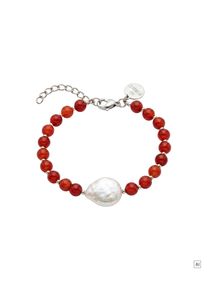 PURELEI Roter Achat Pearl Armband, verstellbare L&auml;nge