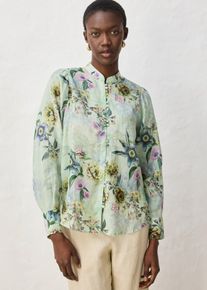 bonprix Volantsbluse aus k&uuml;hlender Ramie-Qualit&auml;t, gr&uuml;n, Gr.46, fr&uuml;hlingshafte Volantsbluse aus leichtem Premium Ramie