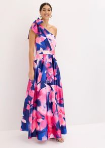 bonprix One-Shoulder-Kleid aus gl&auml;nzendem Satin, blau, Gr.40, Modern und femin: One-Shoulder-Kleid in Maxi-L&auml;nge aus gl&auml;nzendem Satin mit G&uuml;rtel und Allover-Print, womit es jedes Teil zu einem Unikat macht.