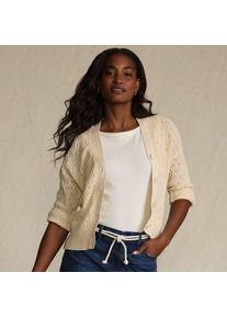 LANDS' END Cardigan aus Leinenmix f&uuml;r Damen, Damen, size: regular, Elfenbein, Baumwolle/Leinen/Baumwoll-Mischung, by Lands' End