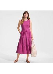 LANDS' END Flammgarn-Maxikleid aus reiner Baumwolle, Damen,  Pink, Baumwolle, by Lands' End