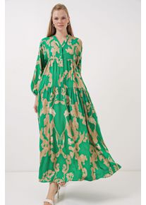 Bedrucktes V-Ausschnitt-Maxikleid