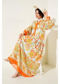 Bedrucktes V-Ausschnitt-Maxikleid
