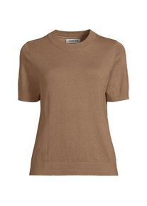 LANDS' END Rundhalspullover aus Baumwolle/Seidenmix f&uuml;r Damen, Damen, size: regular, Braun, Baumwolle/Seide/Nylon, by Lands' End