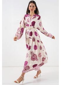 Gemustertes V-Ausschnitt Maxikleid