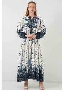 Gemustertes V-Ausschnitt Maxi-Kleid