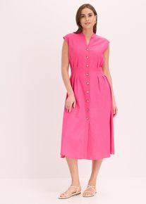 bonprix Midikleid aus leichtem Leinen-Mix, pink, Gr.54, modernes tailliertes Kleid aus luftigem Leinenmix