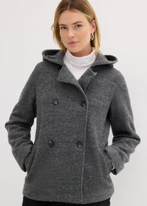 bonprix Cabanjacke aus kuscheligem Boucl&eacute;, schwarz, Gr.52, Sch&ouml;ne Cabanjacke mi Kapuze kaschiert Problemzonen
