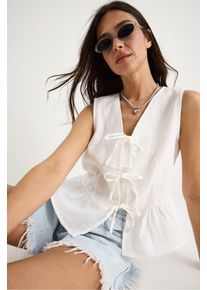 V-Ausschnitt Crepe Bluse mit Schleife
