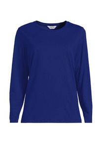 LANDS' END Lang&auml;rmeliges Supima-Shirt mit Rundausschnitt f&uuml;r Damen, Damen, size: regular, Blau, by Lands' End