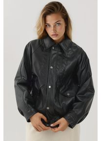 Oversized Kunstlederjacke mit Taschen