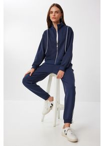 Kontrastbesatz Detail Rei&szlig;verschluss Sweatshirt & Jogginghose Zweiteiliges Set