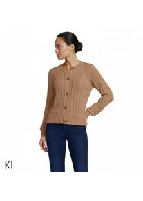 LANDS' END Zopfmuster-Cardigan DRIFTER mit Ballon&auml;rmeln f&uuml;r Damen in Petite-Gr&ouml;&szlig;e, Damen, size: petite, Blau, Baumwolle, by Lands' End