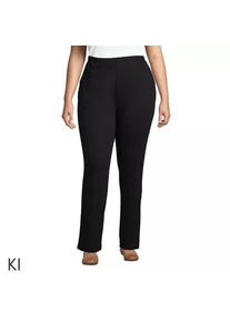 LANDS' END Straight Fit Freizeithose SPORT KNIT f&uuml;r Damen in Plus-Gr&ouml;&szlig;e, Damen, size: plus, Schwarz, Baumwolle, by Lands' End