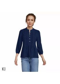 LANDS' END Baumwolle/Modal-Biesenshirt mit 3/4-&Auml;rmeln f&uuml;r Damen, Damen, size: regular, Blau, Elasthan/Baumwoll-Mischung/Synthetic-blend, by Lands' End