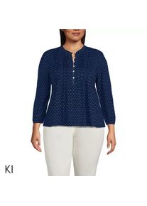 LANDS' END Baumwolle/Modal-Biesenshirt mit 3/4-&Auml;rmeln f&uuml;r Damen in Plus-Gr&ouml;&szlig;e, Damen, size: plus, Blau, Elasthan/Baumwoll-Mischung/Synthetic-blend, by Lands' End
