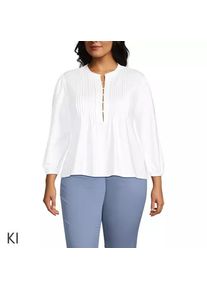 LANDS' END Baumwolle/Modal-Biesenshirt mit 3/4-&Auml;rmeln f&uuml;r Damen in Plus-Gr&ouml;&szlig;e, Damen, size: plus, Wei&szlig;, Elasthan/Baumwoll-Mischung/Synthetic-blend, by Lands' End