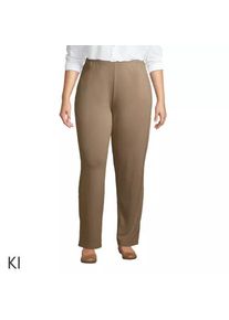 LANDS' END Straight Fit Freizeithose SPORT KNIT f&uuml;r Damen in Plus-Gr&ouml;&szlig;e, Damen, size: plus, Beige, Baumwolle, by Lands' End