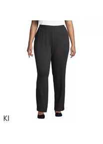 LANDS' END Straight Fit Freizeithose SPORT KNIT f&uuml;r Damen in Plus-Gr&ouml;&szlig;e, Damen, size: plus, Schwarz, Baumwolle, by Lands' End