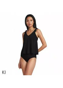 LANDS' END Tankini-Top mit geknoteten Tr&auml;gern und Flattersaum f&uuml;r Damen, Damen, size: regular, Schwarz, Elasthan/Nylon-Mischung, by Lands' End