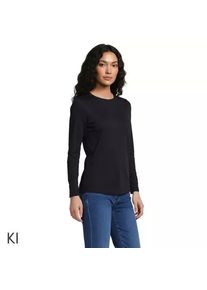 LANDS' END Supima-Shirt, Langarm in Petite-Gr&ouml;&szlig;e, Damen, size: petite, Schwarz, Baumwolle, by Lands' End