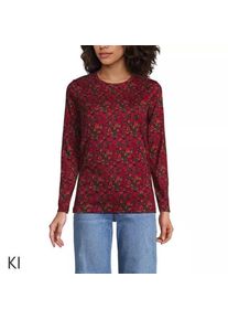 LANDS' END Supima-Shirt, Langarm in Petite-Gr&ouml;&szlig;e, Damen, size: petite, Rot, Baumwolle, by Lands' End