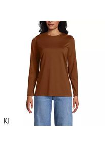 LANDS' END Supima-Shirt, Langarm, Damen, size: regular, Blau, Baumwolle, by Lands' End