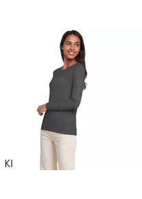 LANDS' END Supima-Shirt, Langarm, Damen, size: regular, Grau, Baumwolle, by Lands' End
