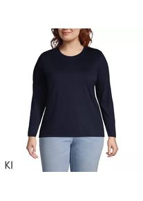 LANDS' END Supima-Shirt, Langarm in Plus-Gr&ouml;&szlig;e, Damen, size: plus, Blau, Baumwolle, by Lands' End