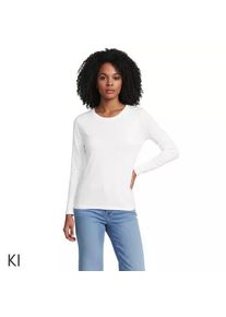 LANDS' END Supima-Shirt, Langarm in Petite-Gr&ouml;&szlig;e, Damen, size: petite, Wei&szlig;, Baumwolle, by Lands' End