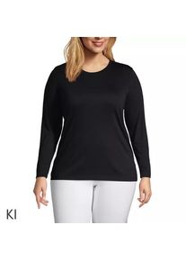LANDS' END Supima-Shirt, Langarm in Plus-Gr&ouml;&szlig;e, Damen, size: plus, Schwarz, Baumwolle, by Lands' End
