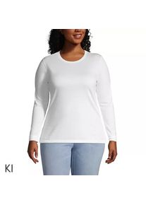 LANDS' END Supima-Shirt, Langarm in Plus-Gr&ouml;&szlig;e, Damen, size: plus, Wei&szlig;, Baumwolle, by Lands' End
