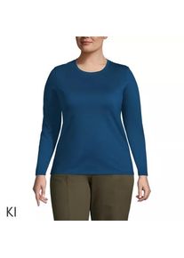 LANDS' END Supima-Shirt, Langarm in Plus-Gr&ouml;&szlig;e, Damen, size: plus, Blau, Baumwolle, by Lands' End