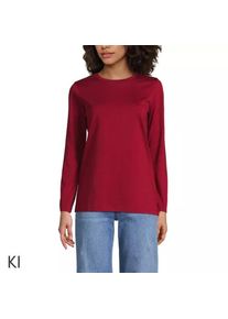 LANDS' END Supima-Shirt, Langarm in Petite-Gr&ouml;&szlig;e, Damen, size: petite, Rot, Baumwolle, by Lands' End