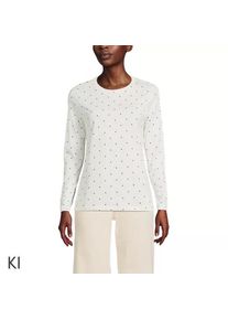 LANDS' END Supima-Shirt, Langarm, Damen, size: regular, Elfenbein, Baumwolle, by Lands' End