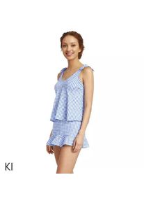 LANDS' END Tankini-Top mit geknoteten Tr&auml;gern und Flattersaum f&uuml;r Damen, Damen, size: regular, Blau, Elasthan/Nylon-Mischung, by Lands' End