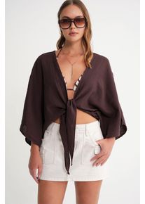 Strukturierte V-Ausschnitt Bolero Bluse
