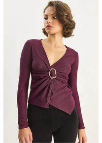 Doppelt breasted Bluse mit Accessoire-Detail