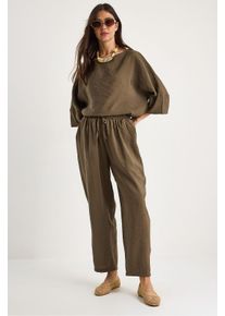 &Uuml;bergr&ouml;&szlig;e Bootsausschnitt Polyester Zweiteiliges Set