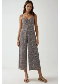 Weites Beinf&ouml;rmiger Floral Strick-Overall mit V-Ausschnitt