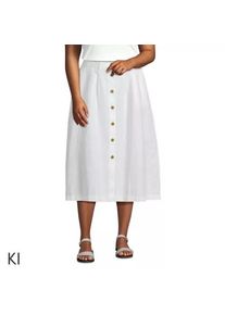 LANDS' END Leinen-Midirock f&uuml;r Damen in Plus-Gr&ouml;&szlig;e, Damen, size: plus, Wei&szlig;, Leinen, by Lands' End
