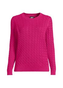 LANDS' END Zopfmuster-Pullover DRIFTER mit Rundausschnitt f&uuml;r Damen, Damen, size: regular, Rot, Baumwolle, by Lands' End