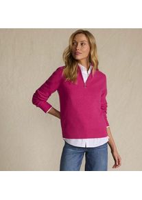 LANDS' END Merino-Pullover mit Rei&szlig;verschluss f&uuml;r Damen, Damen, size: regular, Pink, Wolle, by Lands' End