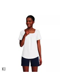 LANDS' END Baumwoll/Modal-Shirt mit gesmoktem Ausschnitt f&uuml;r Damen, Damen, size: regular, Wei&szlig;, Baumwolle Modal, by Lands' End