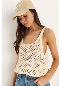 Spitzenbesetzte Rundhals-Crop-Bluse