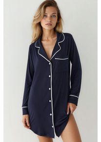 Extra weiches Touch Entspanntes Mini-Loungekleid mit Hemdkragen