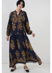 Bedrucktes V-Ausschnitt Maxikleid