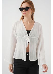 V-Ausschnitt Bluse mit Schleife