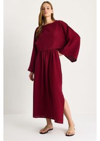 Oversized Crew Neck Midi Zweiteiliges Set mit Schlitz